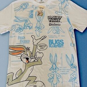 Southpole Looney Tunes Men’s T-Shirt L White Bugs Bunny “What’s Up Doc?” NWT